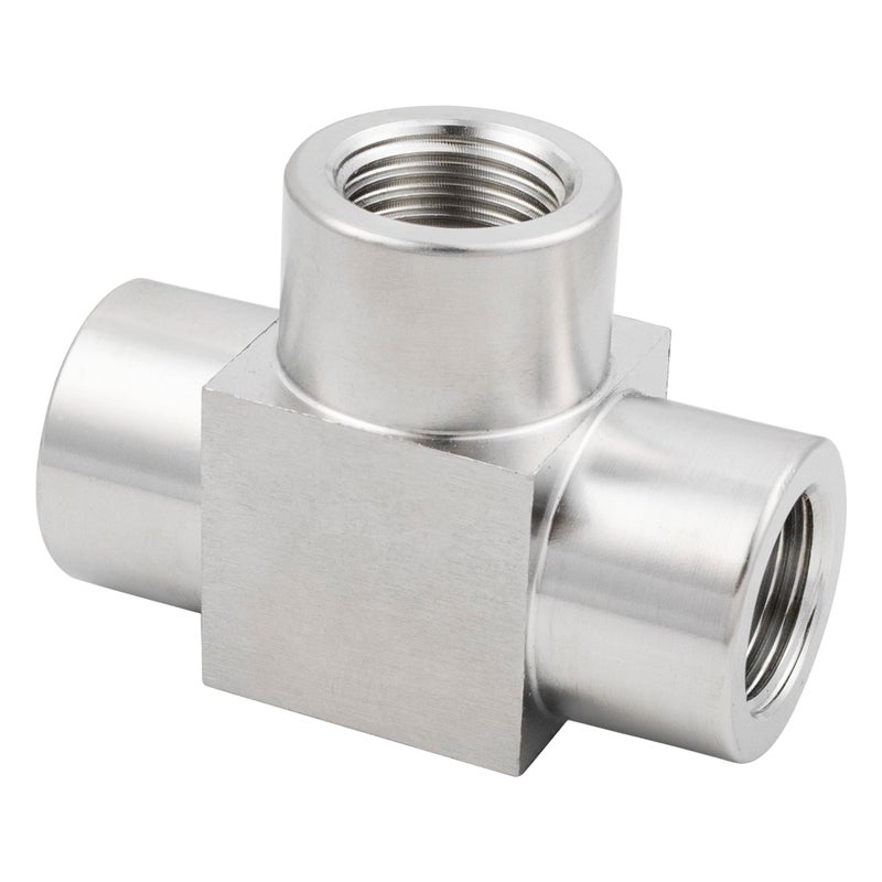 Yoebor Metalwork 316 Stainless Steel Pipe Fitting Tee Union 3/8" NPT Female x 3/8" FNPT x 3/8" NPT Female1 Pc - Image 1